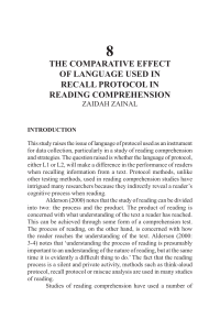 8 THE COMPARATIVE EFFECT OF LANGUAGE USED IN RECALL PROTOCOL IN