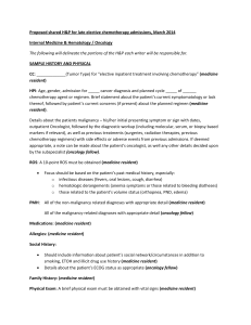 Proposed shared H&amp;P for late elective chemotherapy admissions, March 2014