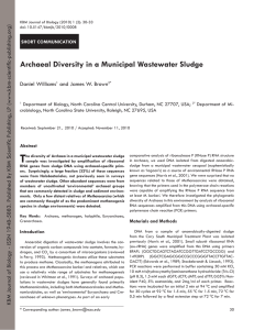 Archaeal Diversity in a Municipal Wastewater Sludge .org) .kbm-scientific-publishing Daniel Williams