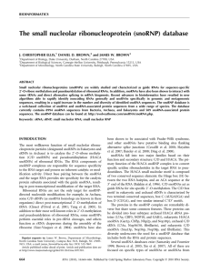 The small nucleolar ribonucleoprotein (snoRNP) database BIOINFORMATICS J. CHRISTOPHER ELLIS, DANIEL D. BROWN,