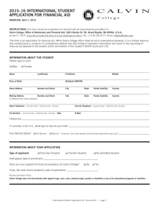 2015–16 INTERNATIONAL STUDENT APPLICATION FOR FINANCIAL AID