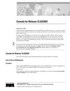 Caveats for Release 12.2(2)XQ1