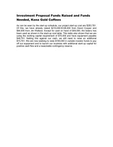 Investment Proposal Funds Raised and Funds Needed, Kona Gold Coffees