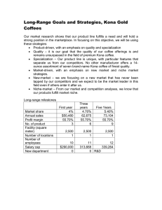 Long-Range Goals and Strategies, Kona Gold Coffees