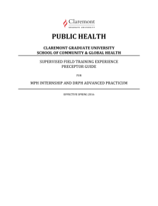 PUBLIC	HEALTH  SUPERVISED	FIELD	TRAINING	EXPERIENCE PRECEPTOR	GUIDE