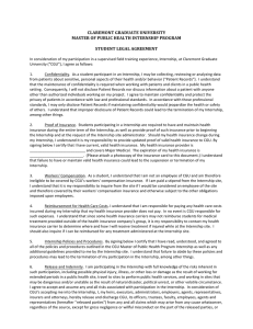 CLAREMONT	GRADUATE	UNIVERSITY MASTER	OF	PUBLIC	HEALTH	INTERNSHIP	PROGRAM  STUDENT	LEGAL	AGREEMENT