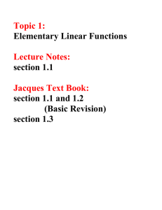 Topic 1: Lecture Notes: Jacques Text Book: