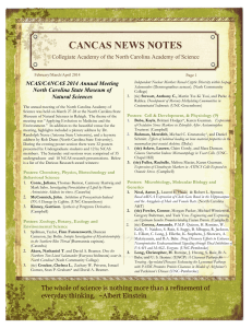 NCAS/CANCAS 2014 Annual Meeting North Carolina State Museum of Natural Sciences