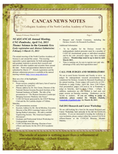 NCAS/CANCAS Annual Meeting, UNC-Pembroke, April 5-6, 2013 Theme: