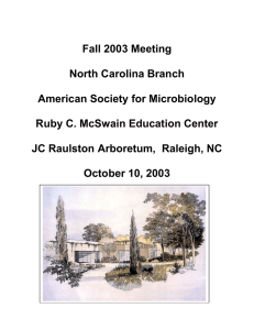 Fall 2003 Meeting North Carolina Branch American Society for Microbiology