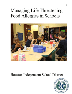 Managing Life Threatening Food Allergies in Schools Houston Independent School District