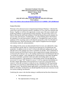 Claremont Graduate University HRD 328 Organizational Strategic Planning Daniel F. Duran, Ph.D.