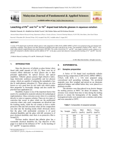 Malaysian Journal of Fundamental &amp; Applied Sciences Leaching of Pb and Te