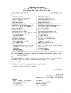 Central Electricity Authority System Planning &amp; Project Appraisal Division