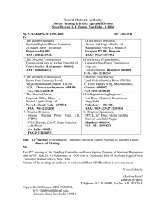 Central Electricity Authority System Planning &amp; Project Appraisal Division