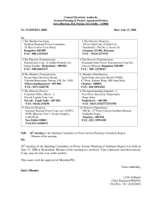 Central Electricity Authority System Planning &amp; Project Appraisal Division