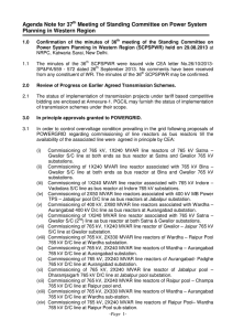 Agenda Note for 37 Meeting of Standing Committee on Power System