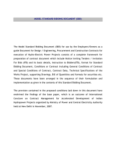 The Model Standard Bidding Document (SBD) for use by the... guide Document for Design / Engineering, Procurement and Construction Contracts... MODEL STANDARD BIDDING DOCUMENT (SBD)