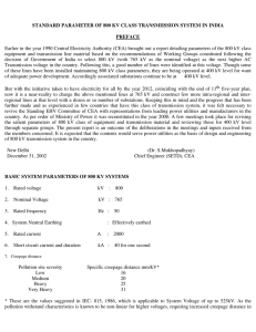 STANDARD PARAMETER OF 800 KV CLASS TRANSMIISSION SYSTEM IN INDIA PREFACE