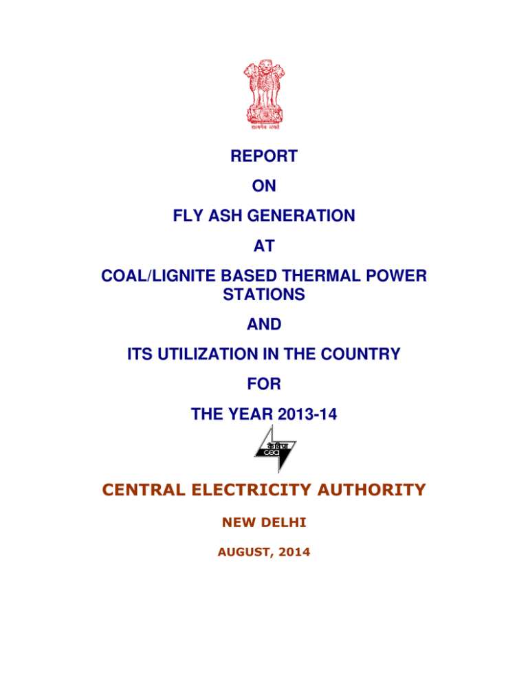 REPORT ON FLY ASH GENERATION AT