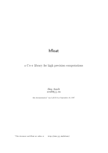 a C++ library for high precision computations this documentation This document and