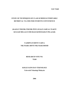 VOT 75109  STUDY OF TECHNIQUES OF CLASS SCHEDULE/TIMETABLE