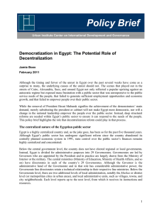 Policy Brief  Democratization in Egypt: The Potential Role of Decentralization