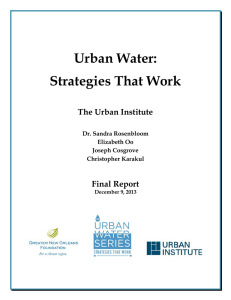 Urban Water: Strategies That Work The Urban Institute Final Report