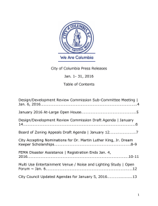 City of Columbia Press Releases Jan. 1- 31, 2016 Table of Contents