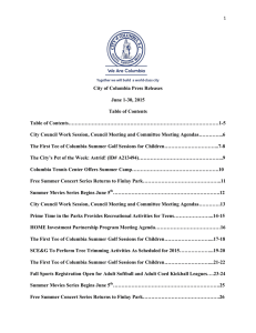 City of Columbia Press Releases June 1-30, 2015 Table of Contents