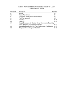 PART 6: PROCEDURES FOR THE SUBDIVISION OF LAND TABLE OF CONTENTS Paragraph