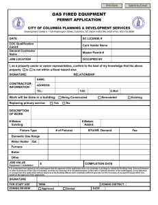 GAS FIRED EQUIPMENT PERMIT APPLICATION  CITY OF COLUMBIA PLANNING &amp; DEVELOPMENT SERVICES