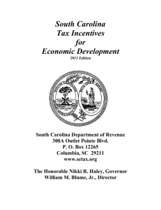 South Carolina Tax Incentives for