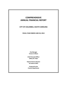 COMPREHENSIVE ANNUAL FINANCIAL REPORT  CITY OF COLUMBIA, SOUTH CAROLINA