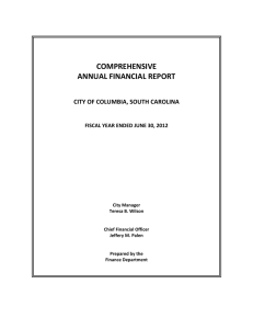 COMPREHENSIVE ANNUAL FINANCIAL REPORT  CITY OF COLUMBIA, SOUTH CAROLINA