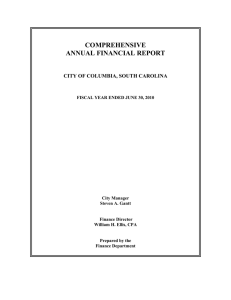 COMPREHENSIVE ANNUAL FINANCIAL REPORT CITY OF COLUMBIA, SOUTH CAROLINA