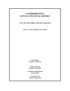 COMPREHENSIVE ANNUAL FINANCIAL REPORT CITY OF COLUMBIA, SOUTH CAROLINA