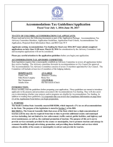 Accommodations Tax Guidelines/Application Fiscal Year July 1, 2016-June 30, 2017