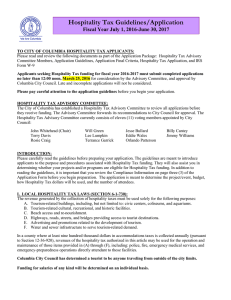 Hospitality Tax Guidelines/Application Fiscal Year July 1, 2016-June 30, 2017