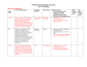 11/18/2015 Status/Updates of Grants City of Columbia GRANTS IN PROCESS: