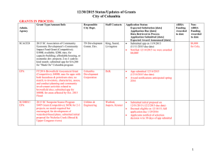 12/30/2015 Status/Updates of Grants City of Columbia GRANTS IN PROCESS: