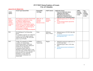 07/17/2015 Status/Updates of Grants City of Columbia GRANTS IN PROCESS: