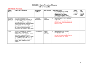 01/06/2014 Status/Updates of Grants City of Columbia GRANTS IN PROCESS: