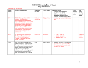 04/29/2014 Status/Updates of Grants City of Columbia GRANTS IN PROCESS: