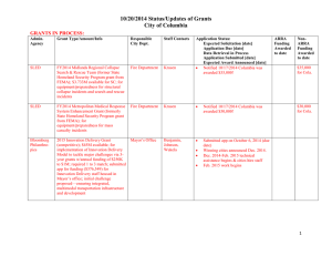 10/20/2014 Status/Updates of Grants City of Columbia GRANTS IN PROCESS: