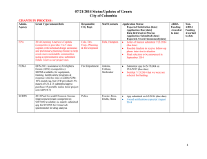 07/21/2014 Status/Updates of Grants City of Columbia GRANTS IN PROCESS: