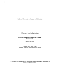 · , A Focused Interim Evaluation Truckee Meadows Community College