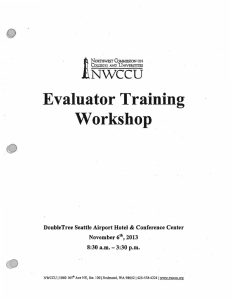 1 Evaluator Training Workshop 'NWCCU