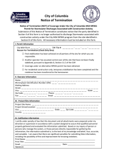  City of Columbia  Notice of Termination 