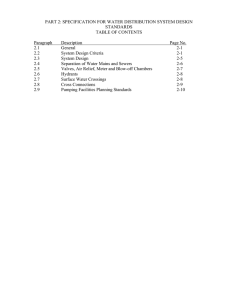 PART 2: SPECIFICATION FOR WATER DISTRIBUTION SYSTEM DESIGN STANDARDS TABLE OF CONTENTS